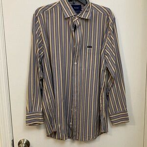 Faconnable Men's Striped Dress Shirt L